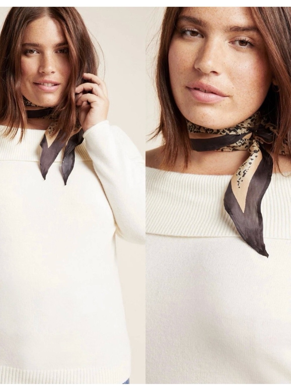 Anthropologie Ivory Off-the-Shoulder Sweater